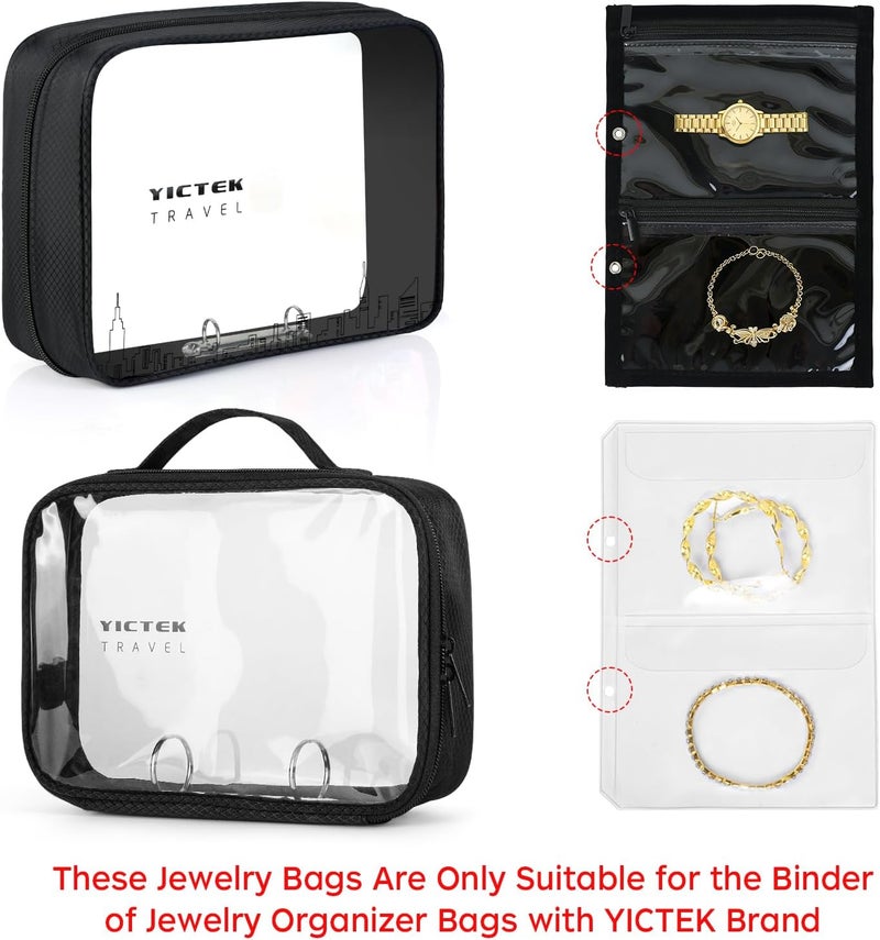 YICTEK -Compatible Jewelry Organizer Refill Pages: 4 Double-Sided Clear Pages + 5 Pcs large frosted loose-leaf Book pages+10 Pcs Transparent Pouch Bags - Image 3